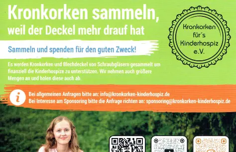 Soziales Engagement -Kronkorken für das Kinderhospitz